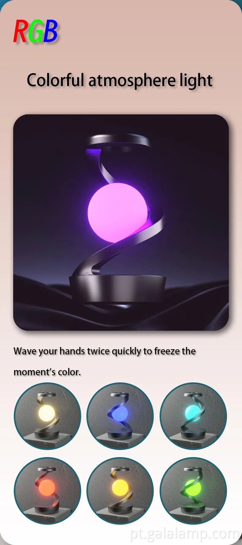 Lâmpada de suspensão rotativa para desktop elegante para alívio e decoração